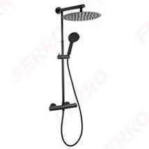 Ferro Trevi Black zuhanyszett fejzuhannyal, kézizuhannyal és termosztátos csapteleppel