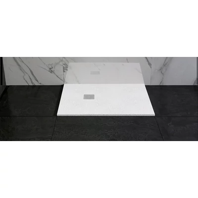 Wasserburg PETRA Öntött műmárvány zuhanytálca, szögletes, rozsdamentes ráccsal, 90 cmx120 cm