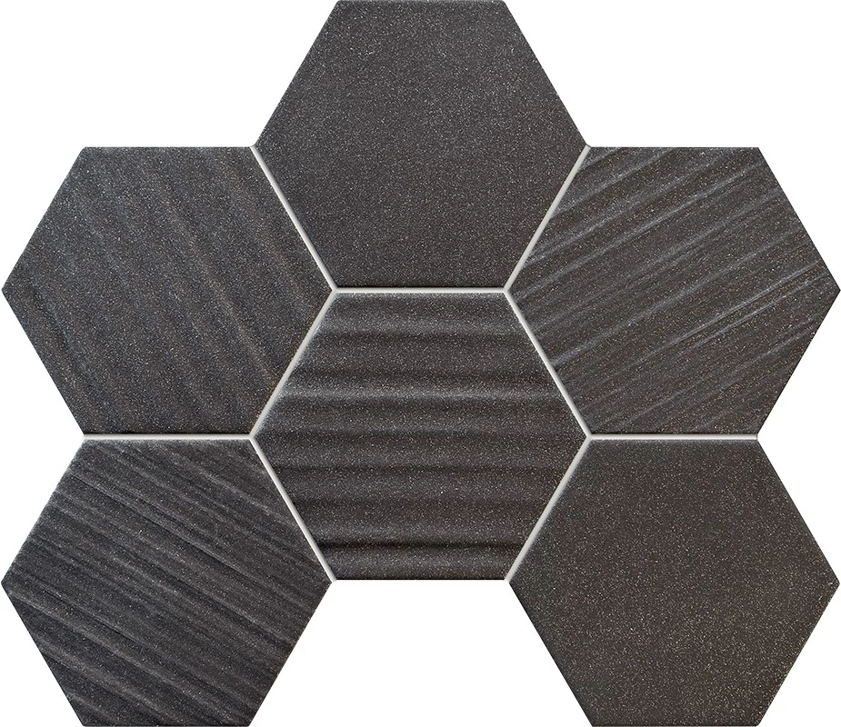 Tubadzin Horizon Hex Black mozaik falburkoló  22,1x28,9 cm