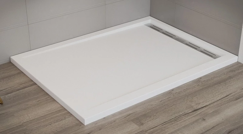 Wasserburg PETRA Öntött műmárvány zuhanytálca, szögletes, folyókával, 90 cmx120 cm