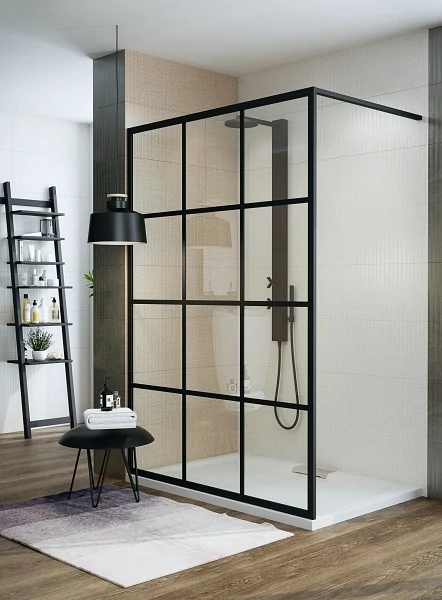 Wasserburg VETRO BLACK Walk-in zuhanyfal 100x200 cm