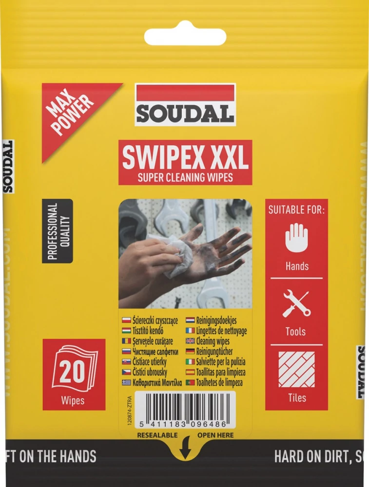 SOUDAL Swipex ipari tisztítókendő 20db-os